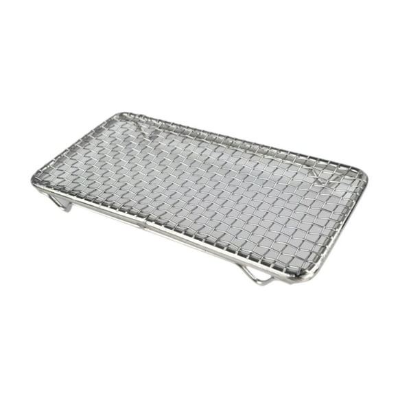 S SERENABLE Grille de Barbecue Japonaise en Acier Inoxydable Facile à Nettoyer Grille Rectangulaire pour Camping Égouttage Refroidissement des Aliments 20cmx10cmx1.5cm