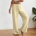 thumbnail image 6 of UOCUFY Womens Cotton Linen Pants Casual Button Up High Waisted Wide Leg Trousers Light Yellow,Size XL, 6 of 8