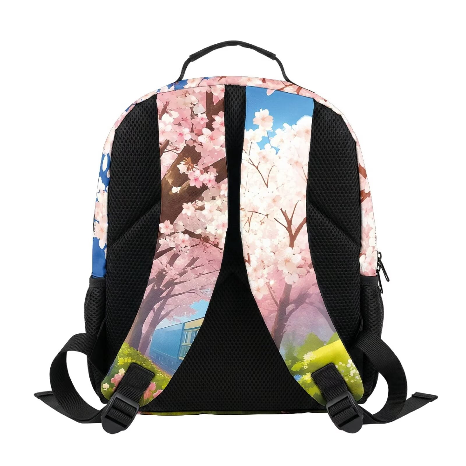Pzuqiu Cherry Blossom Steam Train 13.5 Inch Kids School Backpack Breathable Lightweight Bookbag for Boys Girls Preschool Kindergarten Daycare with Adjustable Padded Straps