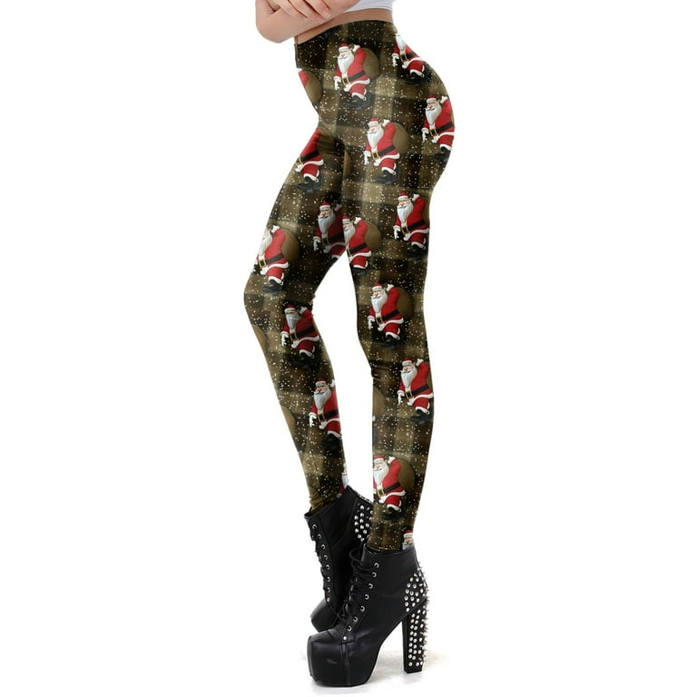 Womens Christmas Print Leggings Sexy Close Fitting Casual Boot