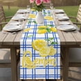thumbnail image 4 of Summer Lemon Watercolor Table Runner 108 Inches, Geometric Blue Line Plaid Bed Runner Dresser Scarves Tabletop for Indoor Outdoor Parties/Ceremony/Banquet, 13"x 108", 4 of 9