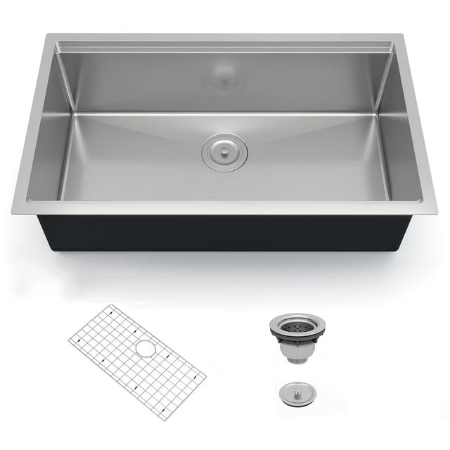 BeesClover Évier de Cuisine Contemporain Encastré, Fabriqué en Acier Inoxydable 304