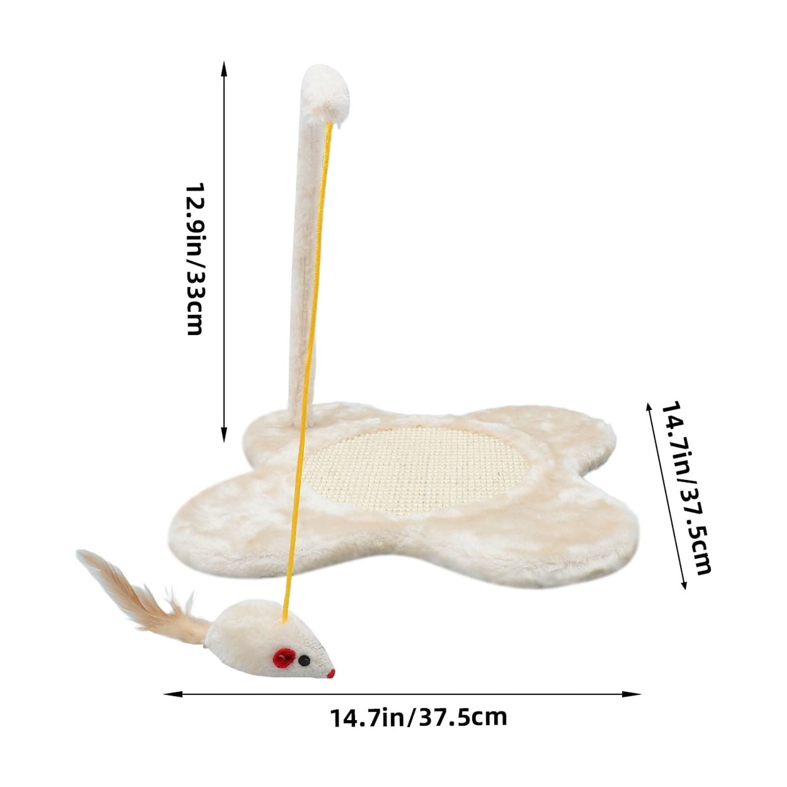 OFFIGAM Beige Plush Cat Toy Mouse for Indoor Kittens and Cats, Soft Interactive Pet Toy Set