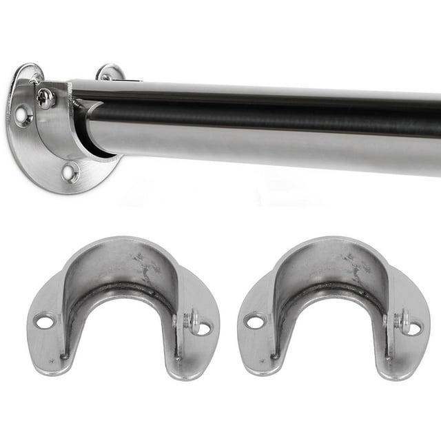 Brida De Zócalo De Varilla En Forma De U, Soportes De Varilla De Armario, Soportes De Extremo De Acero Inoxidable, Fijación Firme, 6 Juegos De Soporte Resistente Para Uso
