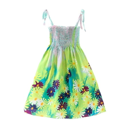 

Qufokar Dress for Baby Girl Toddler Girl Clothes Toddler Kids Girls Floral Bohemian Flowers Sleeveless Beach Straps Dress Princess Clothes