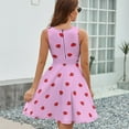 thumbnail image 6 of Red Strawberry Love Pattern Polka Dots Dress Summer Street Style Dresses Female Sleeveless Printed Sundress, 6 of 7