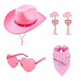 thumbnail image 1 of Carnivals Adult Cowboy Hat with Heart Sunglasses+Cashew Kerchief+Earring Bridal Western Fedoras Hat Photography Tools Pink Studded Cowboy, 1 of 2