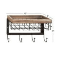 thumbnail image 3 of DecMode 13" x 9" Brown Metal 1 Shelf and 4 Hangers Wall Hook, 1-Piece, 3 of 8