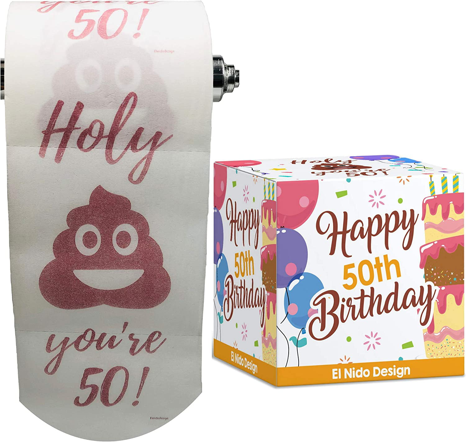 50th Birthday Toilet Paper - Happy birthday toilet paper prank– Funny 50th  birthday gifts for men and women– best friend birthday gifts– Novelty  Toilet paper roll gag gifts – 3 Ply (50th