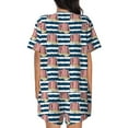 thumbnail image 3 of Kdxio Popcorn On Blue Lines Print Pajamas Sets for Women Short-Sleeved Pjs with Lounge Shorts Two Piece Sleepwear S-4XL, 3 of 9