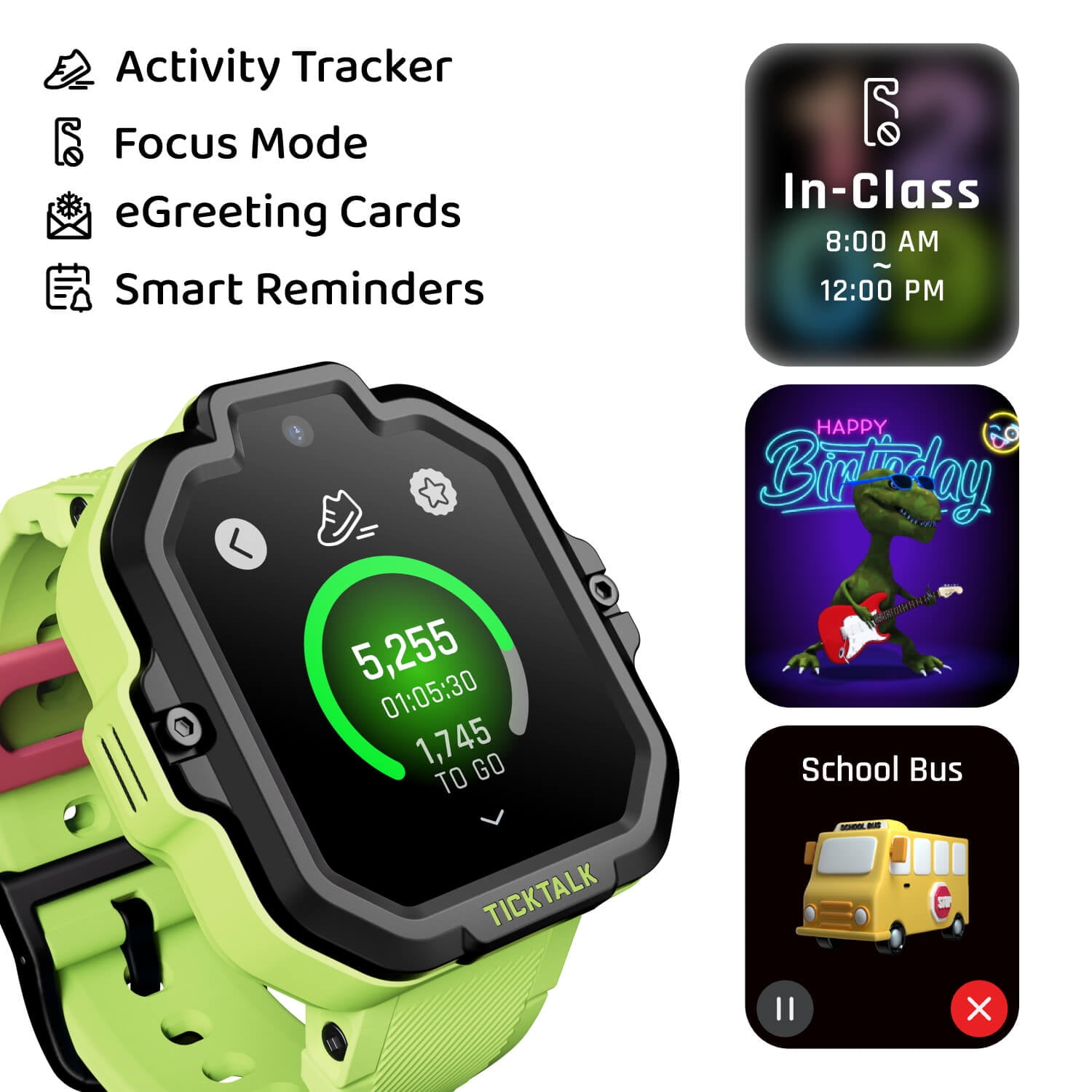 TickTalk 5 Kids Smartwatch with GPS, Calls & Texts, Parental Controls, SOS & 911, Free Music – AT&T Network (Activated via TickTalk)