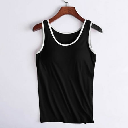 Xysaqa Workout Tank Top for Women  Womens Basic Yoga Tanks Top Camisole Built-in Bra Padded Women Undershirt S-XXL