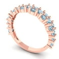 thumbnail image 2 of 0.98 ctw Wedding Band for Women - 14K Rose Gold Simulated Blue Diamond Stackable Eternity Ring, 2 of 6