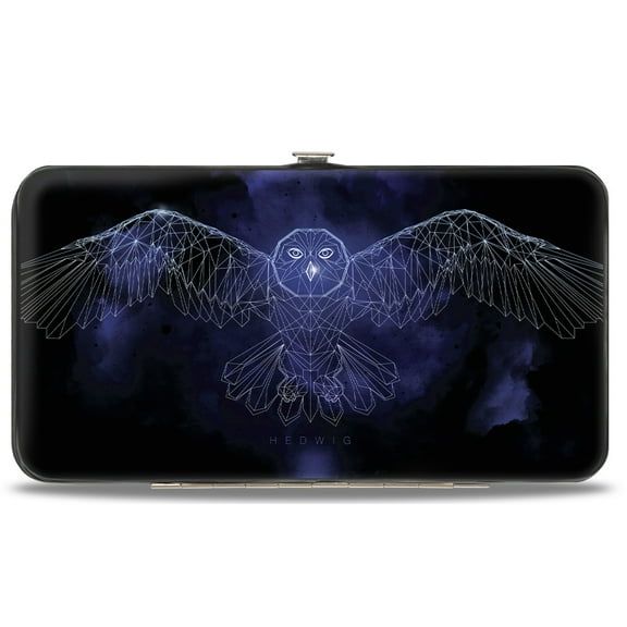 The Wizarding World of Harry Potter Wallet, Hinged, Harry Potter Hedwig Wings Pose Logo Black Purples White, Vegan Leather