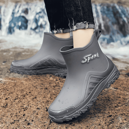 

SHAOSHZIC Waterproof and Non-slip Men‘s Ankle Rain Boots for Outdoor Work and Fishing Durable and Comfortable Waterproof Rain Boots for Men‘s Outdoor Work and Fishing Non-slip Ankle Rai