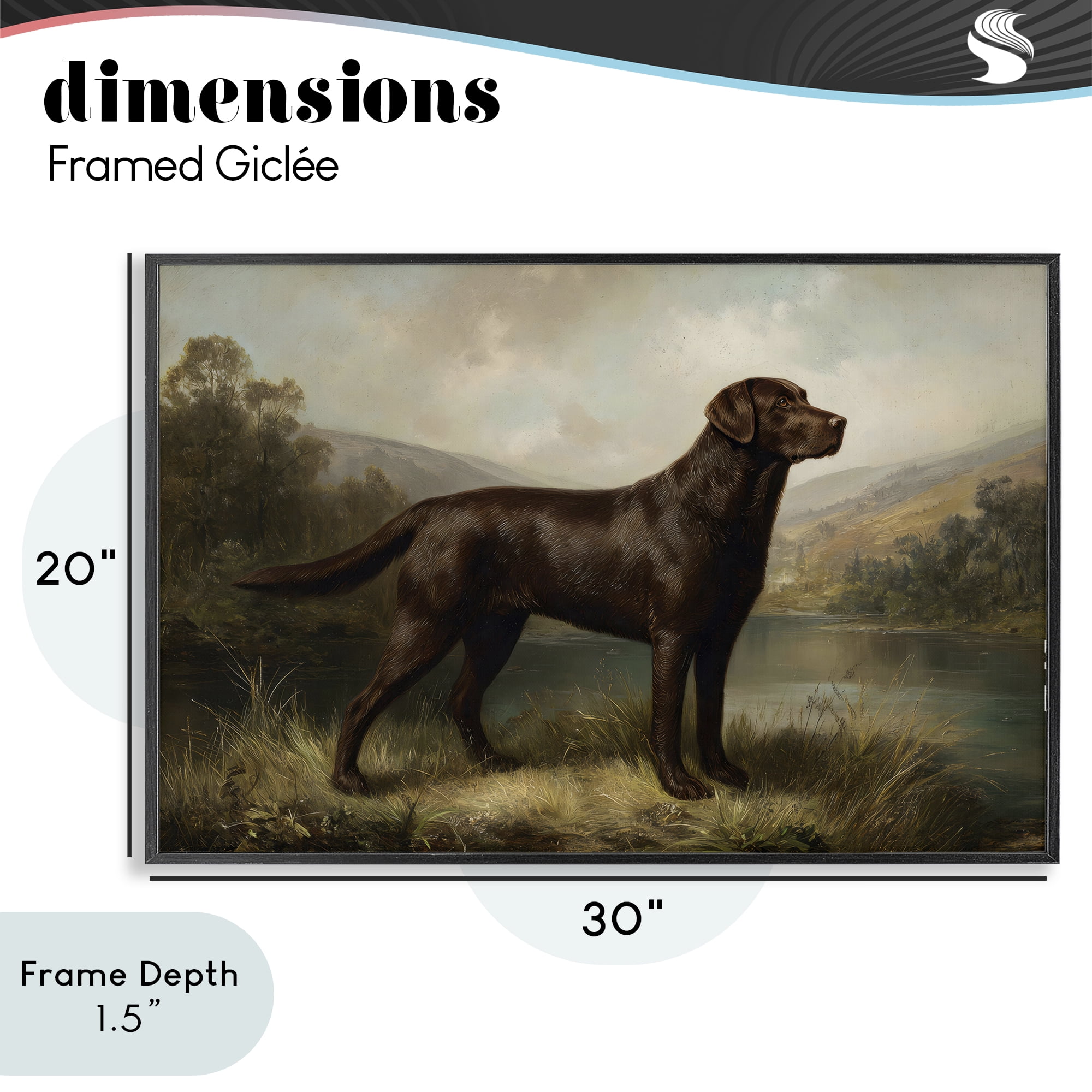 Stupell Industries On Alert Hunting Dog Black Framed Giclee Art, design by Petal Prints Design