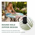 thumbnail image 4 of Round Outdoor Tablecloth with Umbrella Hole and Zipper, Turquoise Green Palm Leaves Tablecloth with Elastic Waterproof, Tropical Botanical Summer Patio Table Covers for 31" - 35" Picnic Pool Tables, 4 of 9