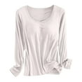 thumbnail image 1 of Built In Bra T Shirt For Womens Padded Long Sleeve Tops Active Blouses Soft Pajama Casual Shirts For Workout, 1 of 5