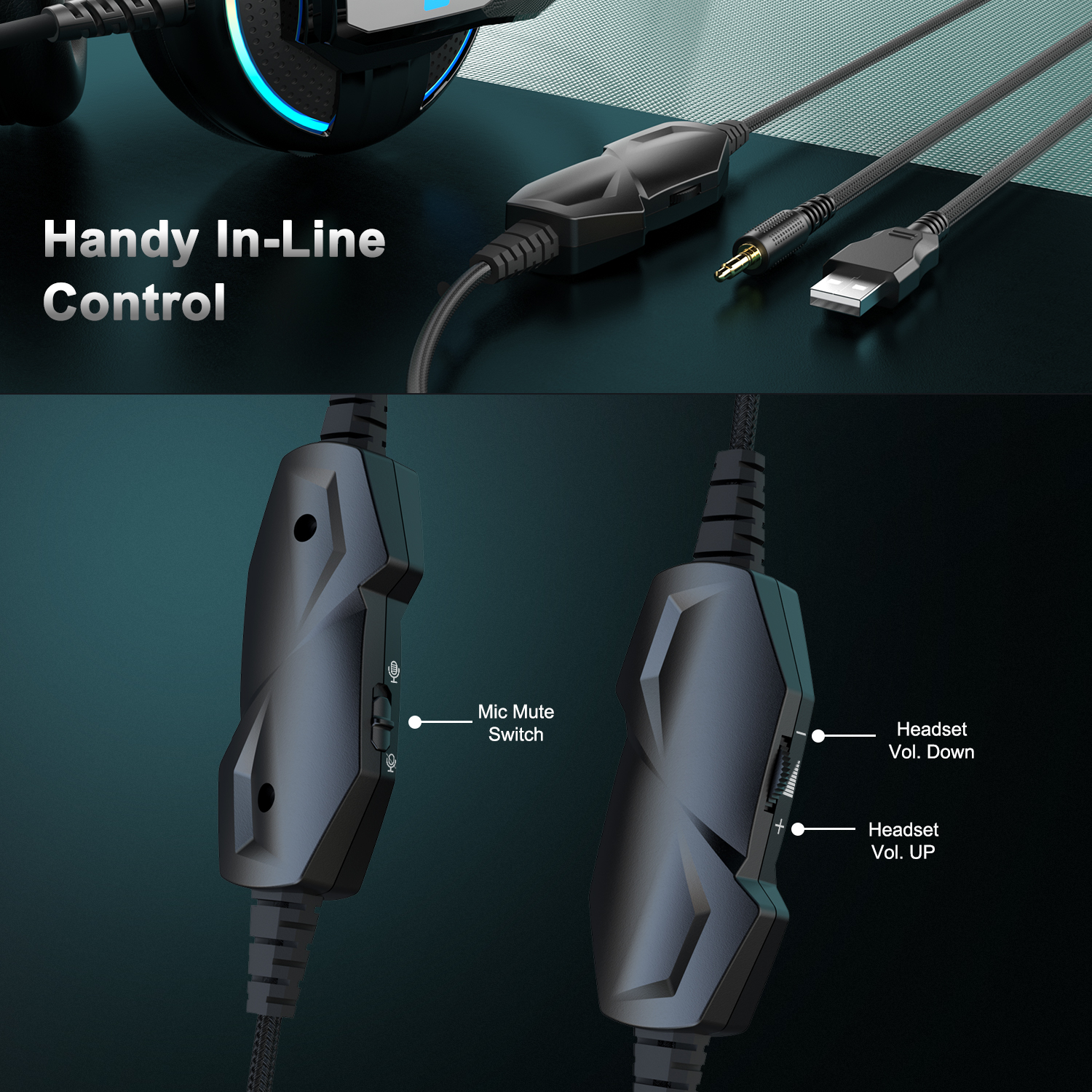 Cshidworld Gaming Headset with 7.1 Surround Sound & LED Light photo 5