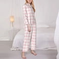 thumbnail image 3 of Fotbe Pink Checkboard Conjunto de Pijama de Manga Larga para Mujer con Estampado, Ropa de Dormir de 2 Piezas, Conjunto de Casa Suave y Cómodo con Bolsillos-X-Large, 3 of 7