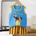 thumbnail image 2 of HCNTES Toddler Baby Girl Outfit Newborn Girl Summer Clothes Short Sleeve T Shirt Checkerboard Top Set Elastic Waist Shorts(Blue,2-3 Years), 2 of 5