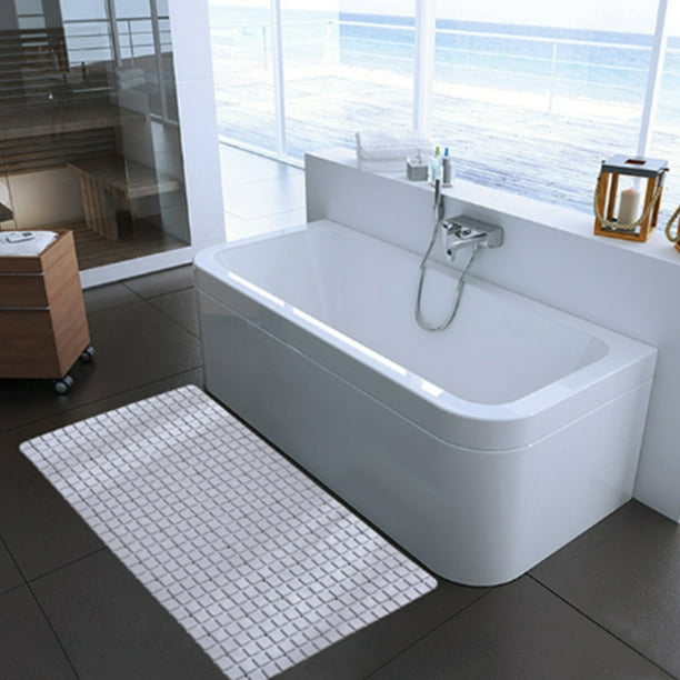 Tapis de Douche Antidérapant, 100x40cm avec Ventouses, Tapis de Bain Antidérapant Long, Lavable en Machine Tapis de Bain, Tapis de Douche avec Trous D'évacuation, Blanc