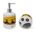 thumbnail image 2 of Ambesonne Kitten Soap Dispenser & Toothbrush Holder Set, Cartoon Cat Silhouettes Sun, 2 Pcs, Brown Chocolate and Brown, 2 of 6