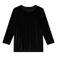 thumbnail image 4 of GBSYEWXS Women Tops Crew Neck 3/4 Sleeve Solid Color Shirts Comfortable Elegant Black T-Shirts, 4 of 7