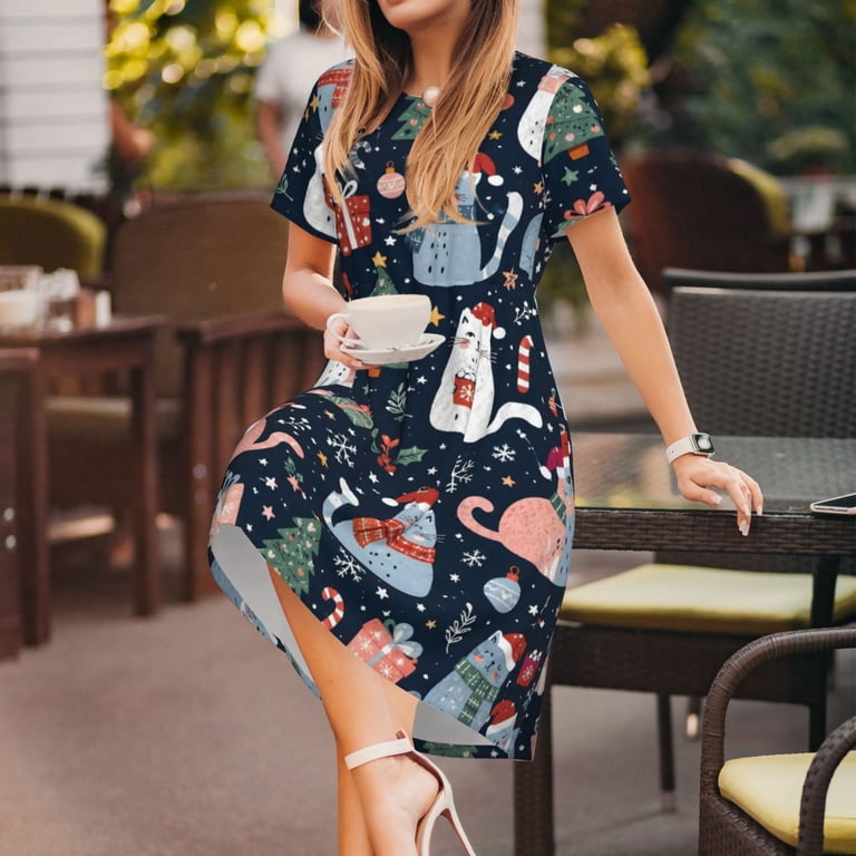 christmas cat dress womens Christmas Cat Dresses For Women Who Love Kitties! Meow As Fluff
