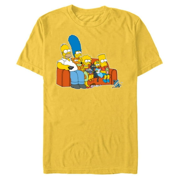 The Simpsons Homer Marge Maggie Bart Lisa Simpson Couch - Short Sleeve Blended T-Shirt for Adults- Customized-Yellow