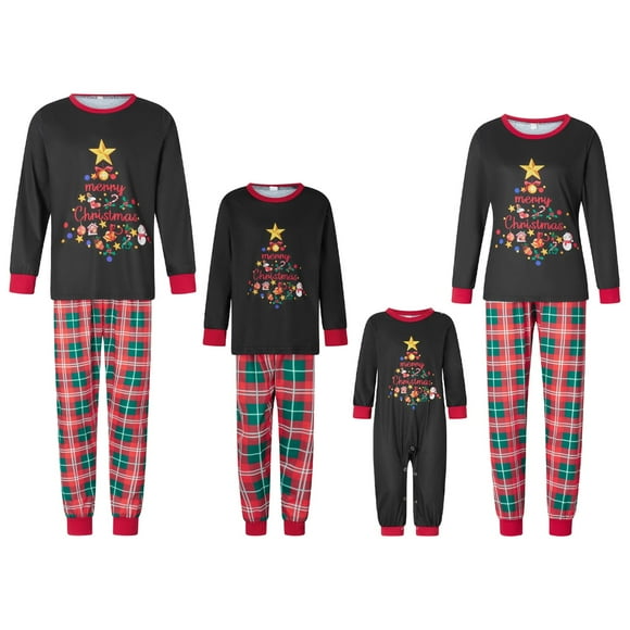 Pijamas navideños a juego Fiomva para la familia, pijamas estampados bonitos para las vacaciones, ropa de dormir navideña con capucha para parejas/niños