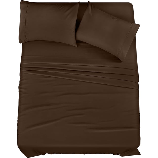 King Bed Sheet Set Piece Bedding Soft Brushed Microfiber Fabric Shrinkage & Fade Easy Care ()
