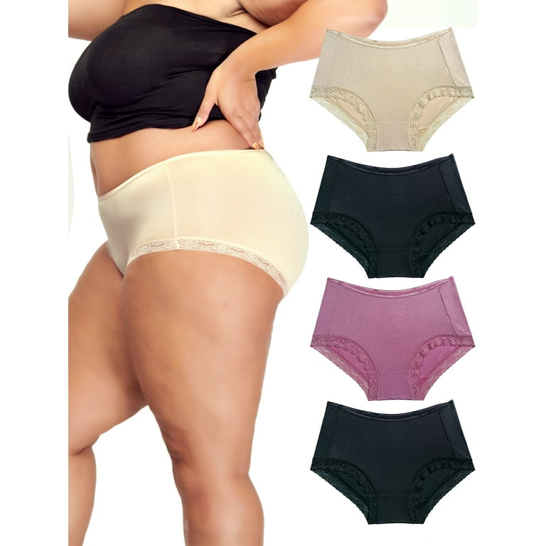B2BODY Women's Breathable Lace Bikini Panties Small to Plus Sizes  Multi-Pack 