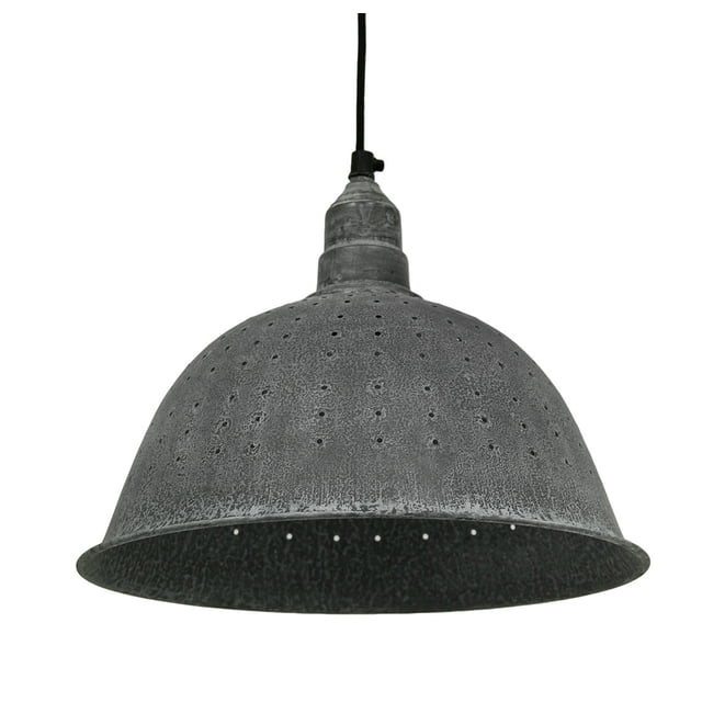 Metal Colander Pendant Light in Weathered Zinc 12 Inches Diameter