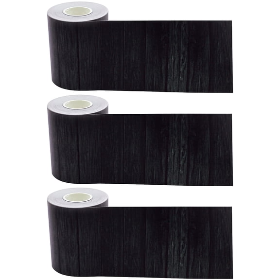Teacher Created Resources Paper Black Wood Straight Rolled Classroom Border, 3 Rolls