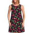thumbnail image 1 of Fotbe Ripe Red Cherry Vestido de Verano sin Mangas para Mujer – Vestido Midi Línea A, Estilo Camiseta Floral, Vestido Playero Casual y Fluido, 1 of 7