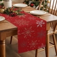 thumbnail image 3 of Winter Christmas Gold Snowflakes Table Runner 13x60in Non-Slip Cotton Linen Table Runners, Red Dresser Scarves TableRunner for Dinner Kitchen Dining Wedding Party, 3 of 9