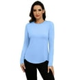 thumbnail image 5 of PINSPARK SPF Shirts for Women Long Sleeve Lightweight Hiking Top with Thumbholes Quick Dry Vocation Travel Shirt Light Blue XXL, 5 of 7