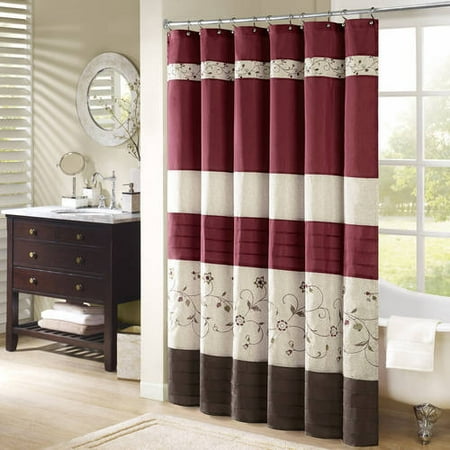 Monroe Embroidered Floral Shower Curtain Red/White