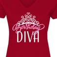 thumbnail image 4 of Inktastic Birthday Diva in Pink with Tiara Women's V-Neck T-Shirt, 4 of 5