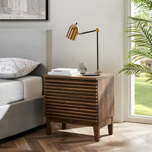 Modway Render Two-Drawer Nightstand in Walnut