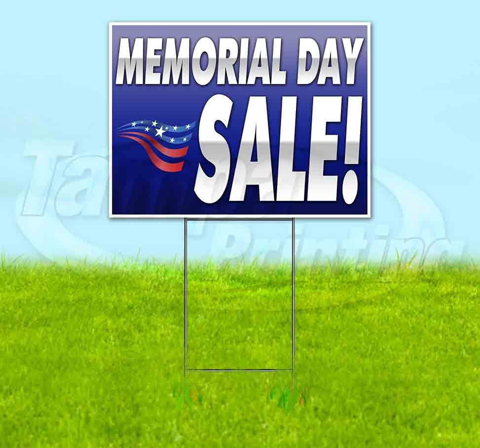 Memorial Day Sale (18" x 24") Yard Sign, Includes Metal Step Stake