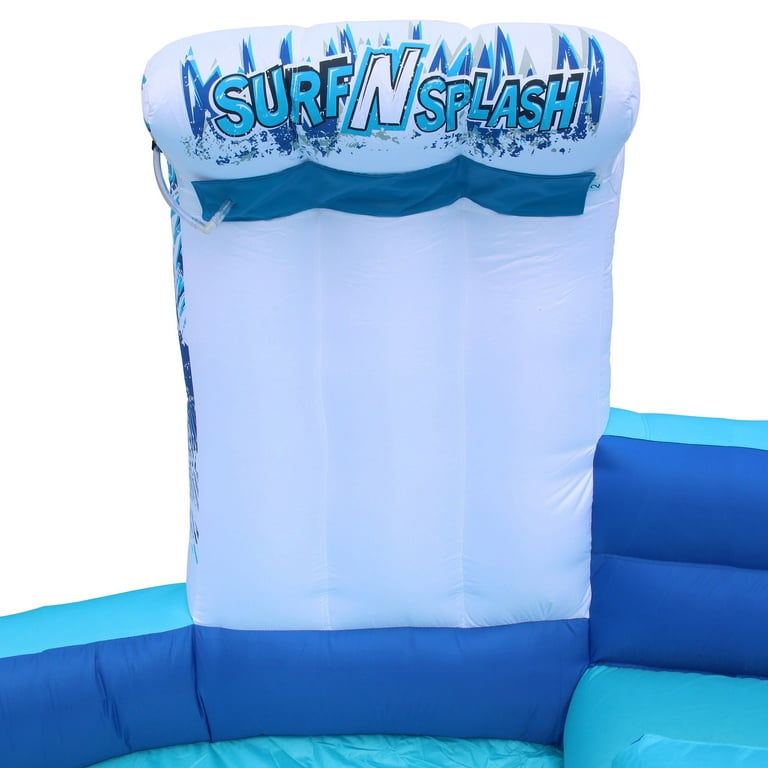 Banzai Surf N' Splash Water Park, Length: 14 ft 5 in, Width: 10 ft 7 in, Height: 7 ft 11 in, Inflatable Outdoor Backyard Water Slide Splash Toy