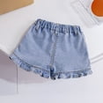thumbnail image 5 of Mercatoo Toddler Girls Denim Shorts Ruffle Embroidered Elastic Waist Jeans Summer Kids Volleyball Sports Casual Shorts, 5 of 8