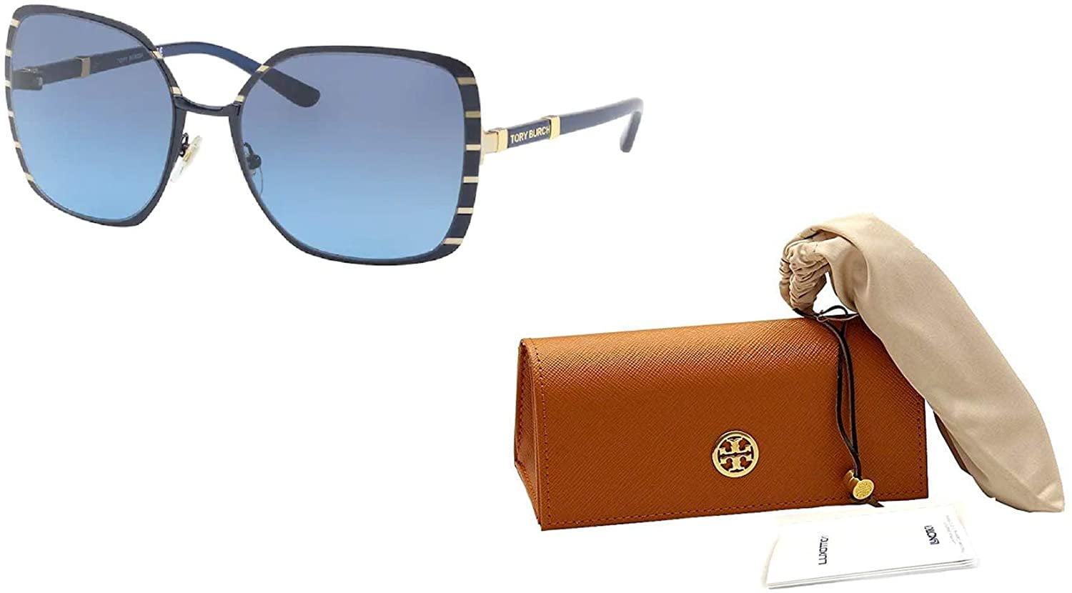Tory Burch TY6010 420/13 57M Gold Block/Brown Gradient Pilot Sunglasses For  Women+FREE Complimentary Eyewear Care Kit 