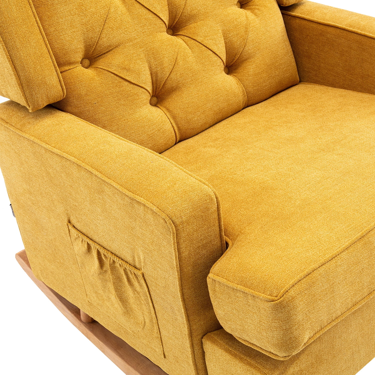 Kepooman Modern High Back Rocking Chair, Padded Seating for Living Room & Office, Yellow Kepooman Modern High Back Rocking Chair, Padded Seating for Living Room & Office, Yellow