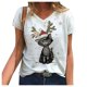 thumbnail image 3 of Blusa de manga corta con cuello en V informal para mujer a la moda, camisetas de verano Fridja bn4002, 3 of 5