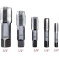 thumbnail image 2 of OBPSFY 5PCS BSP Pipe Tap Set,Bearing Steel Threading Taps Tool for clean/re-thread damaged/Jam Pipe threads1/8", 1/4", 3/8", 1/2" 3/4, 2 of 5