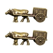Cattle Table Decoration Home Ornament Copper Bull Statue Desktop Cow Brass 2 Count