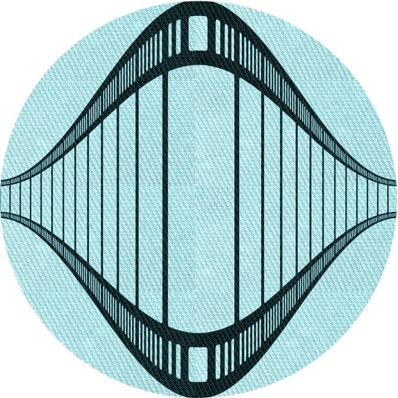 Ahgly Company Indoor Round Patterned Deep-Sea Green Area Rugs, 4' Round